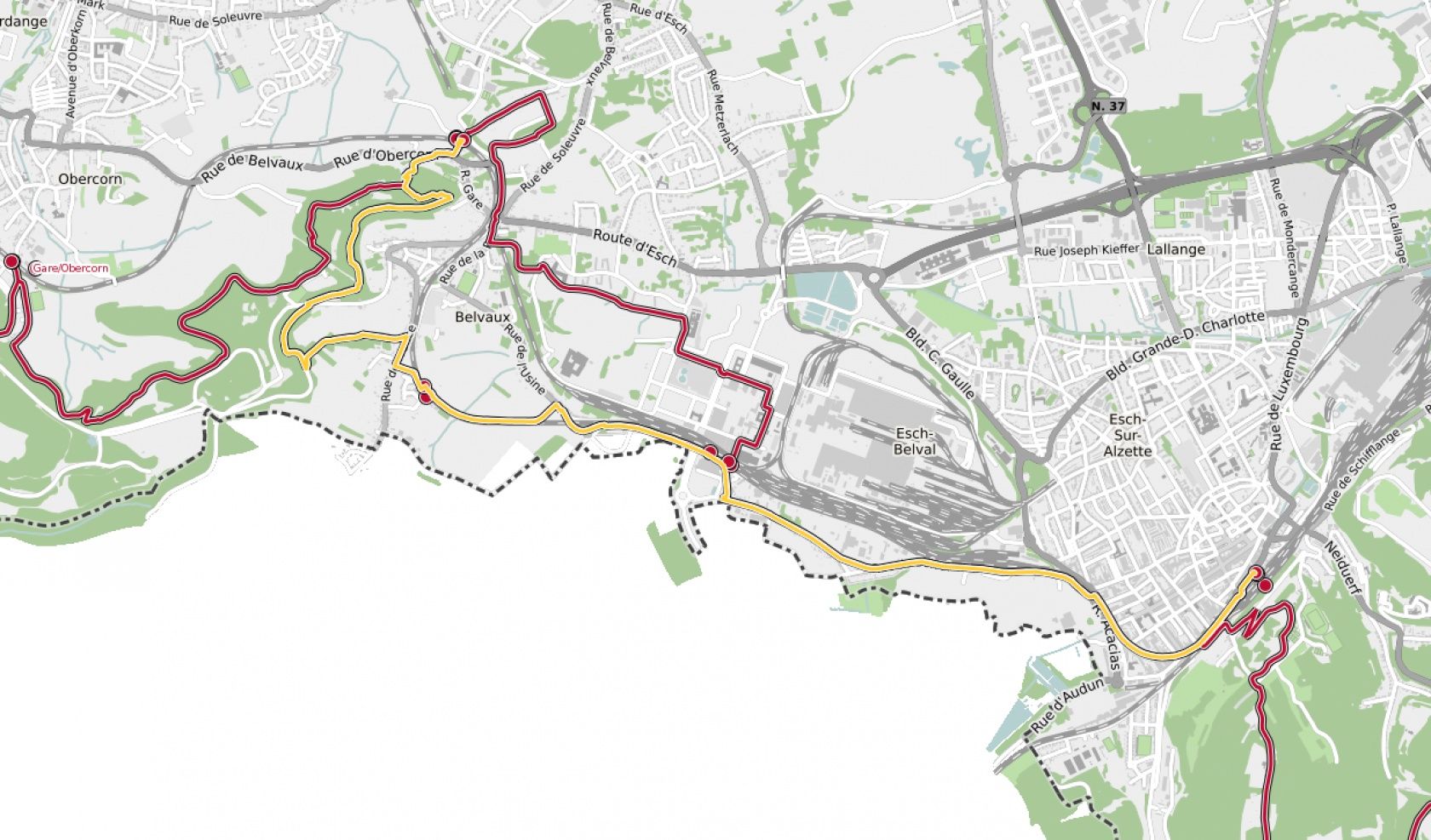 26 Bahnhof zu Bahnhof Esch-sur-Alzette - Belvaux-Soleuvre